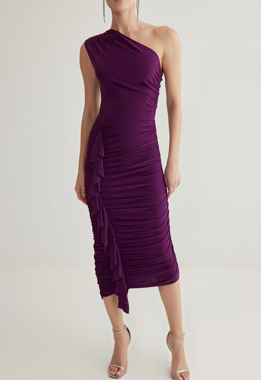 Trendyol - Cut out/window Detailed Dress - plum