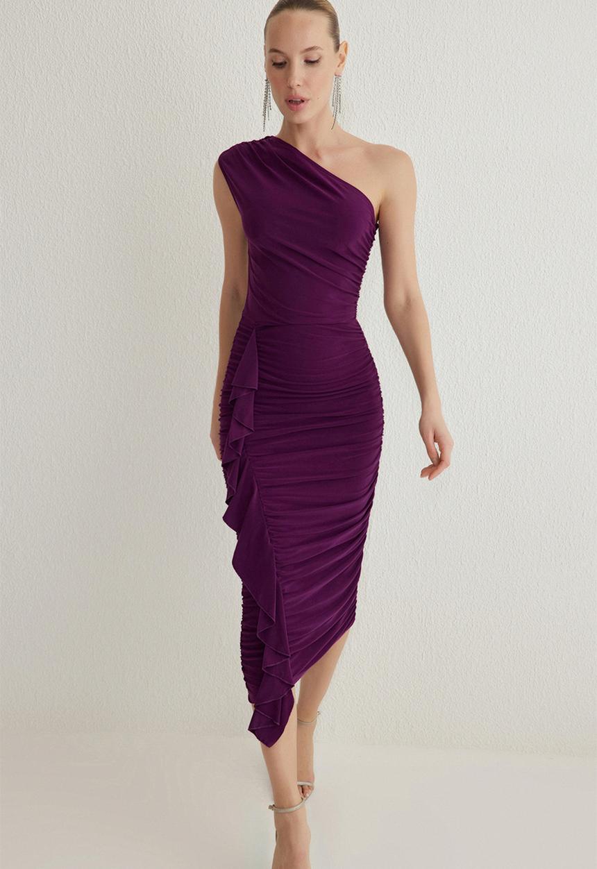 Trendyol - Cut out/window Detailed Dress - plum