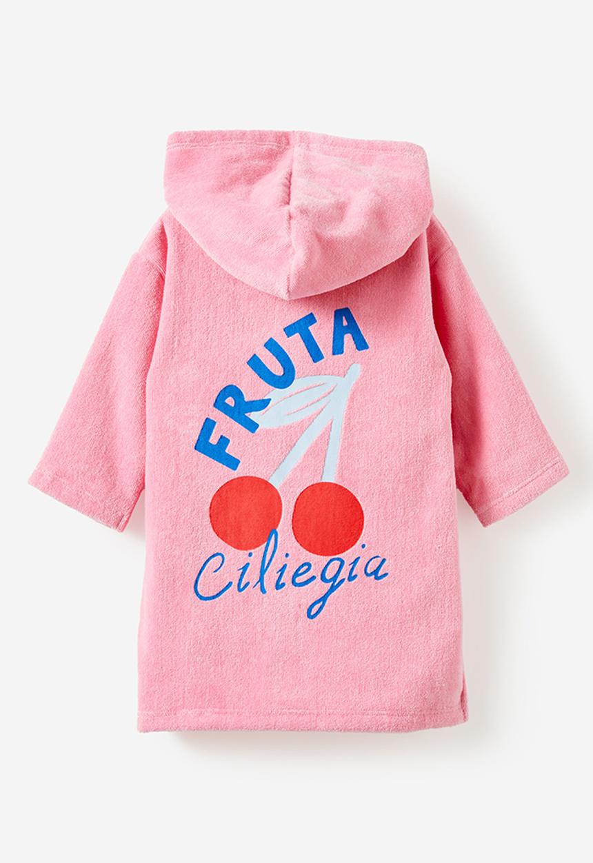 Cotton On - Baby zip through hooded towel - marshmallow/cherry