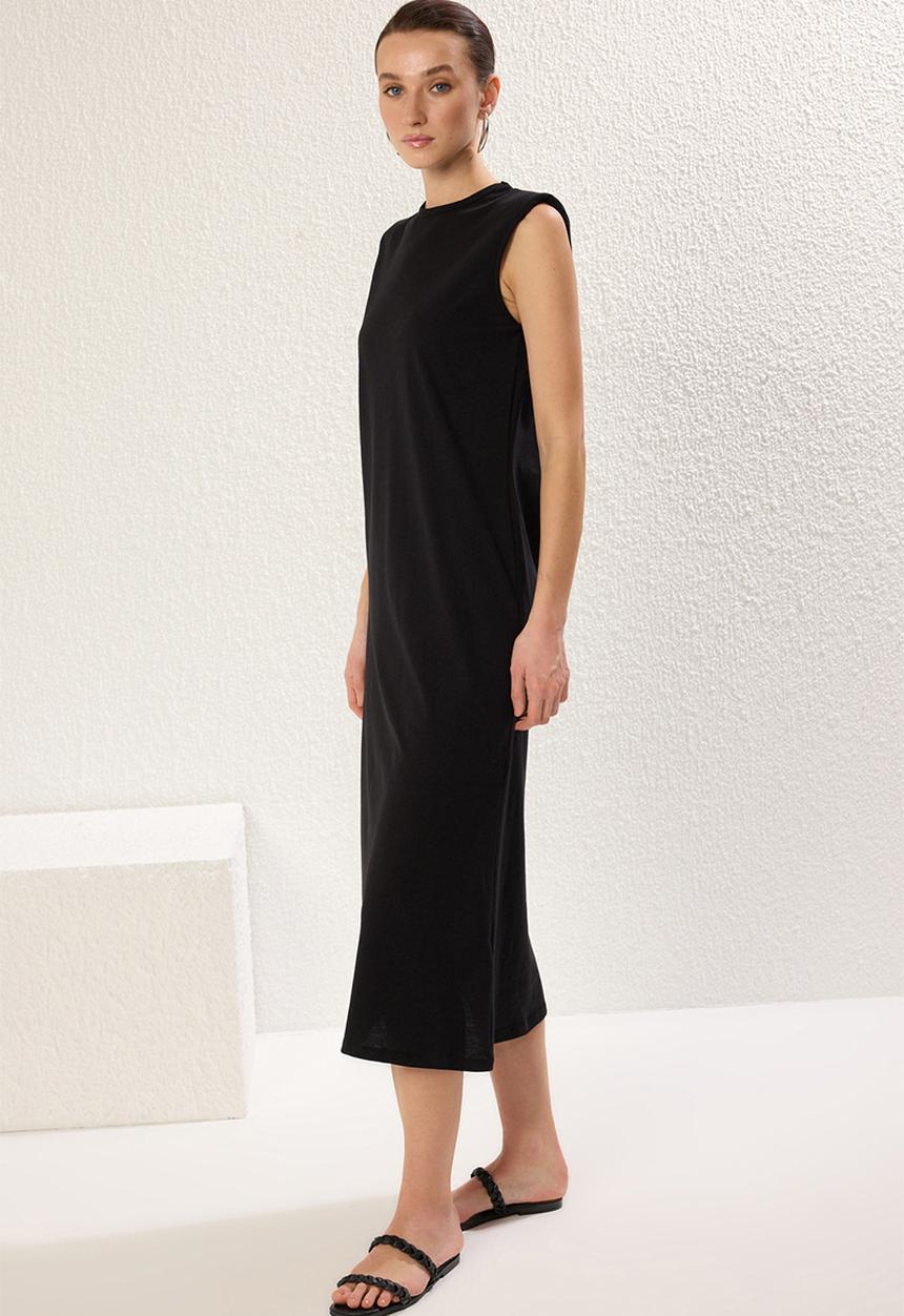 Trendyol - Padded Knitted Undershirt Dress - Black