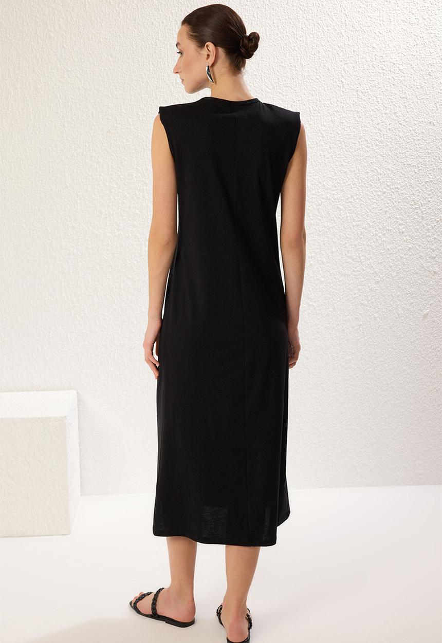 Trendyol - Padded Knitted Undershirt Dress - Black