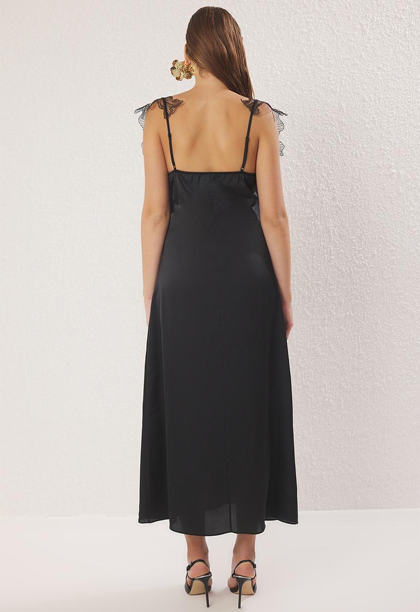 Trendyol - Lace Shoulder Detail Dress - black