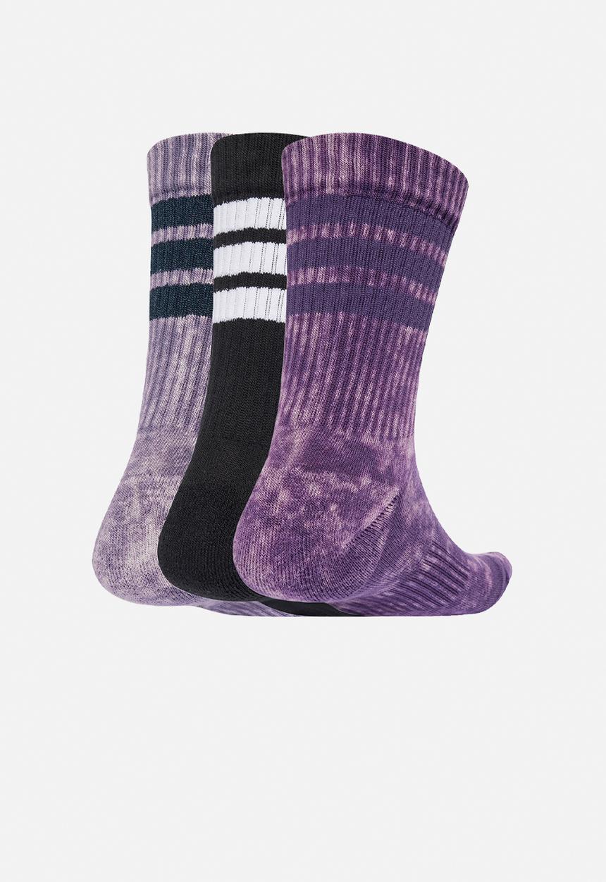 adidas Performance - Stonewash Crew Socks 3 Pairs- Aurora plum/preloved violet/black