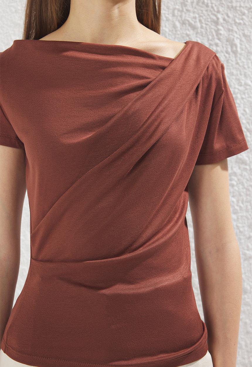 Trendyol - Drape detailed fitted knitted blouse - brown