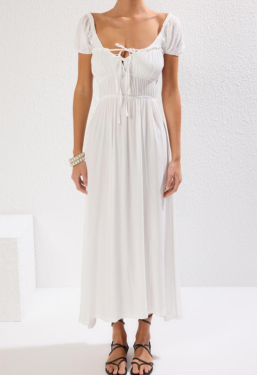 Trendyol - Maxi Woven Gypsy Detail - White