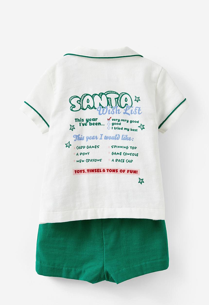 Cotton On - Baby woven pj set family christmas - deep mint/santa wish list