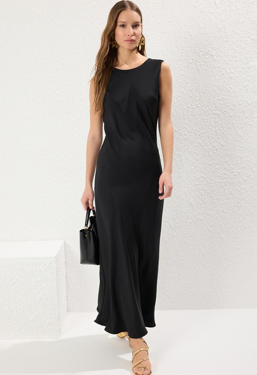 Trendyol - Plain maxi woven dress - black