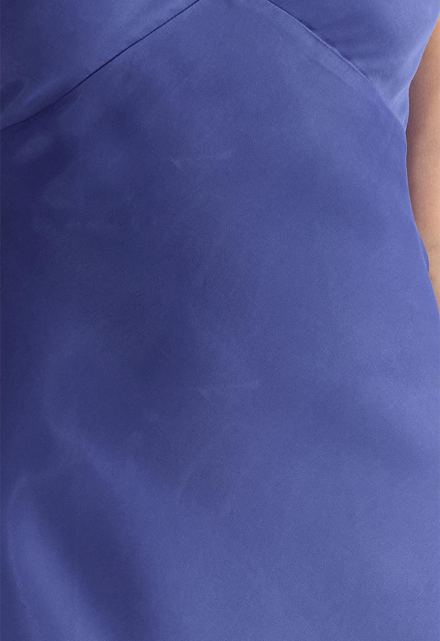 Trendyol - Plain pattern strappy maxi satin woven dress - blue