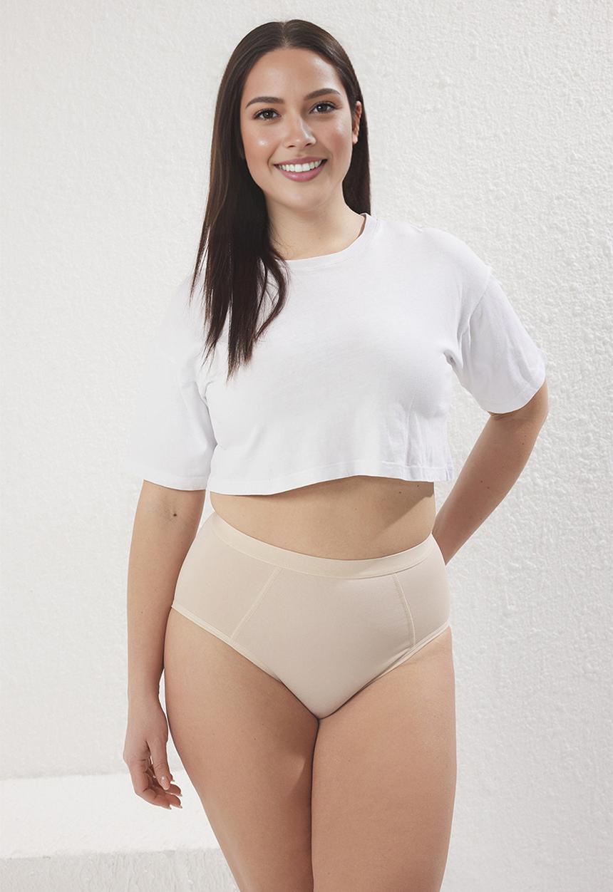Trendyol - 2 Pack high waist gathering plus size panties - black & neutral