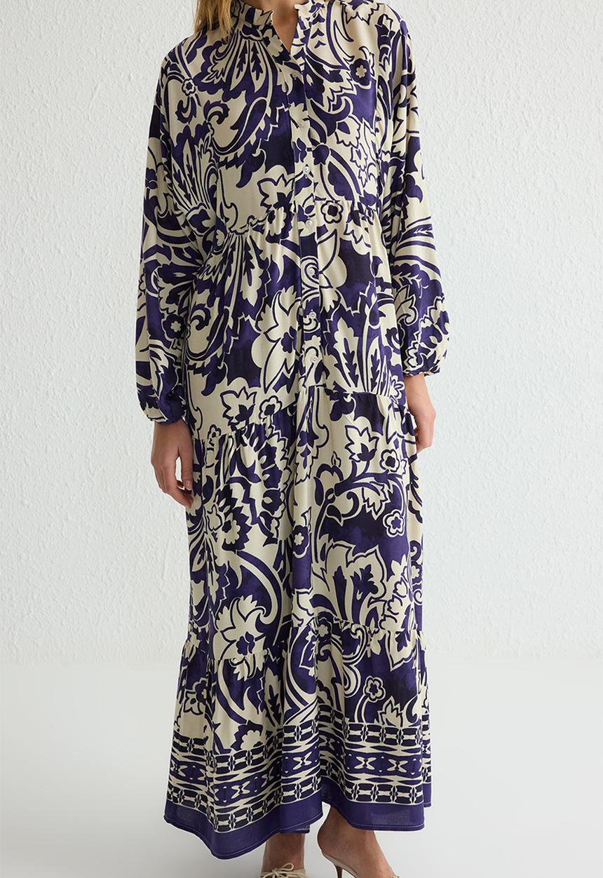 Trendyol - Patterned Viscose Woven Dress - Purple