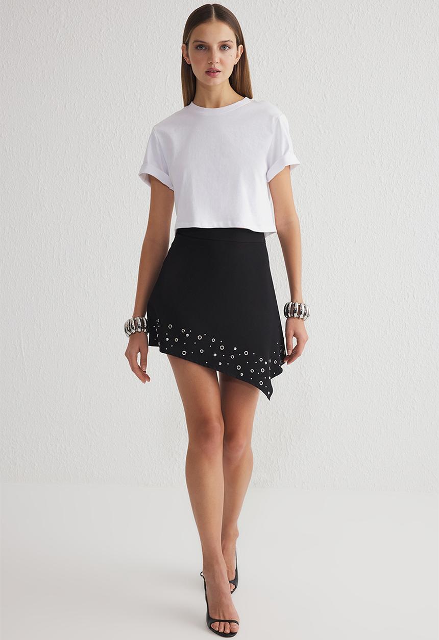 Trendyol - Shiny Stone Woven Short Skirt - Black