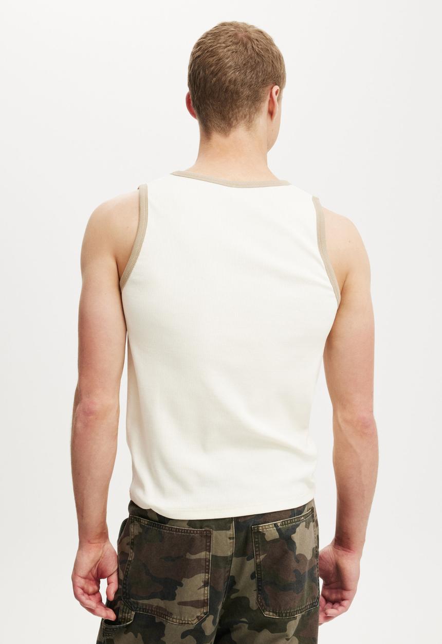 Cotton On - Rib Tank - Creampuff/Gravel Stone