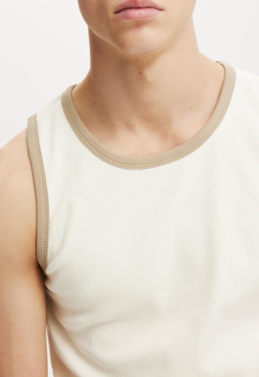 Cotton On - Rib Tank - Creampuff/Gravel Stone