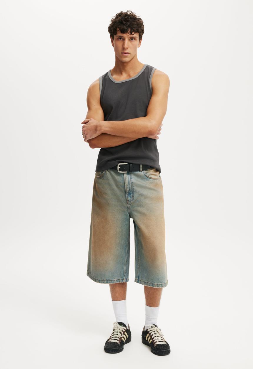Cotton On - Rib Tank - Faded Slate / Slate Stone