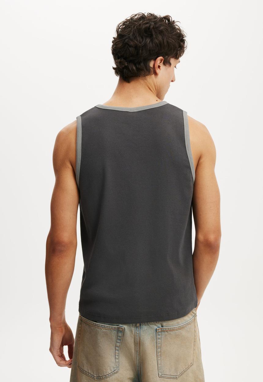 Cotton On - Rib Tank - Faded Slate / Slate Stone