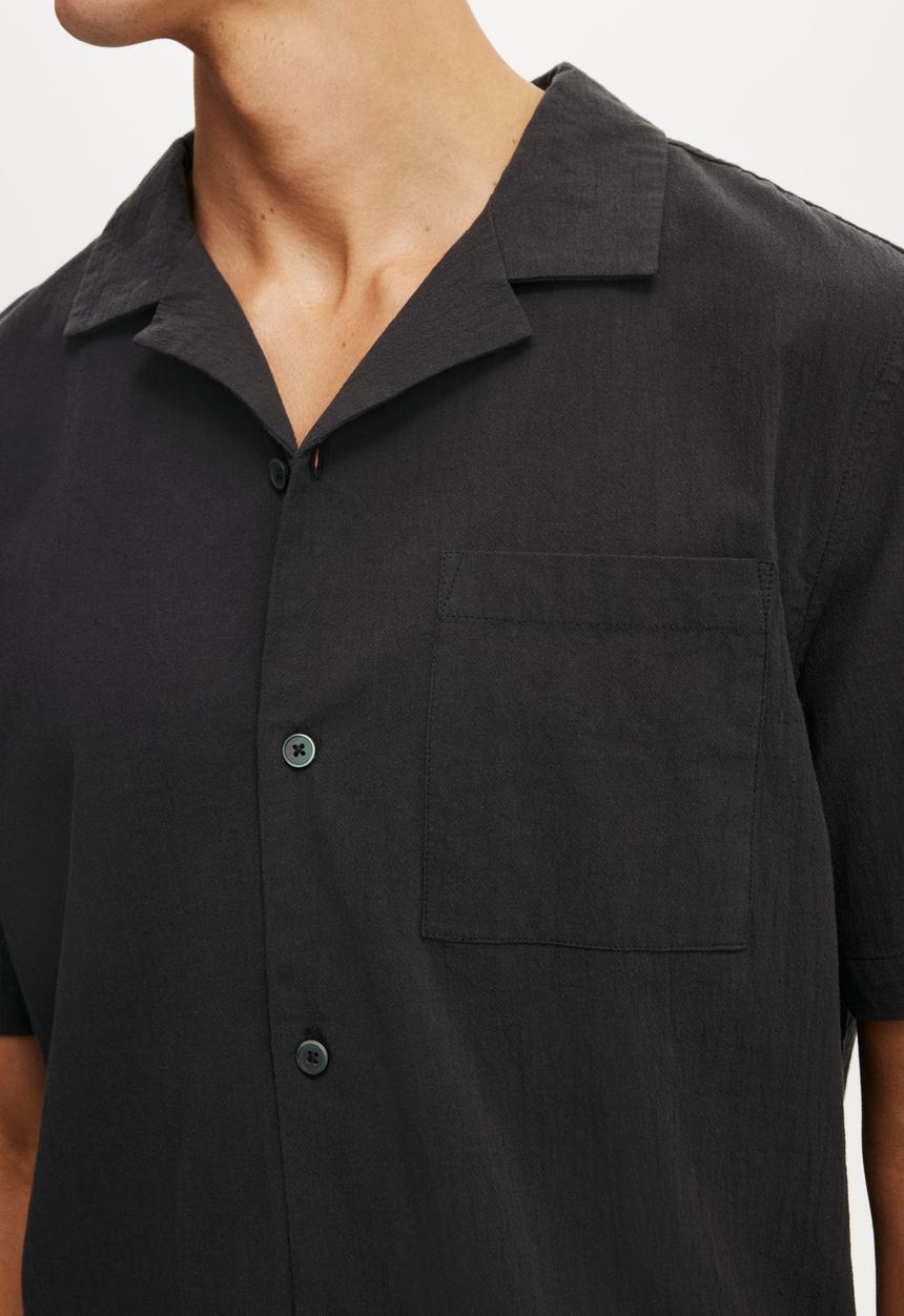 Cotton On - Riviera Short Sleeve Shirt - Faded Black