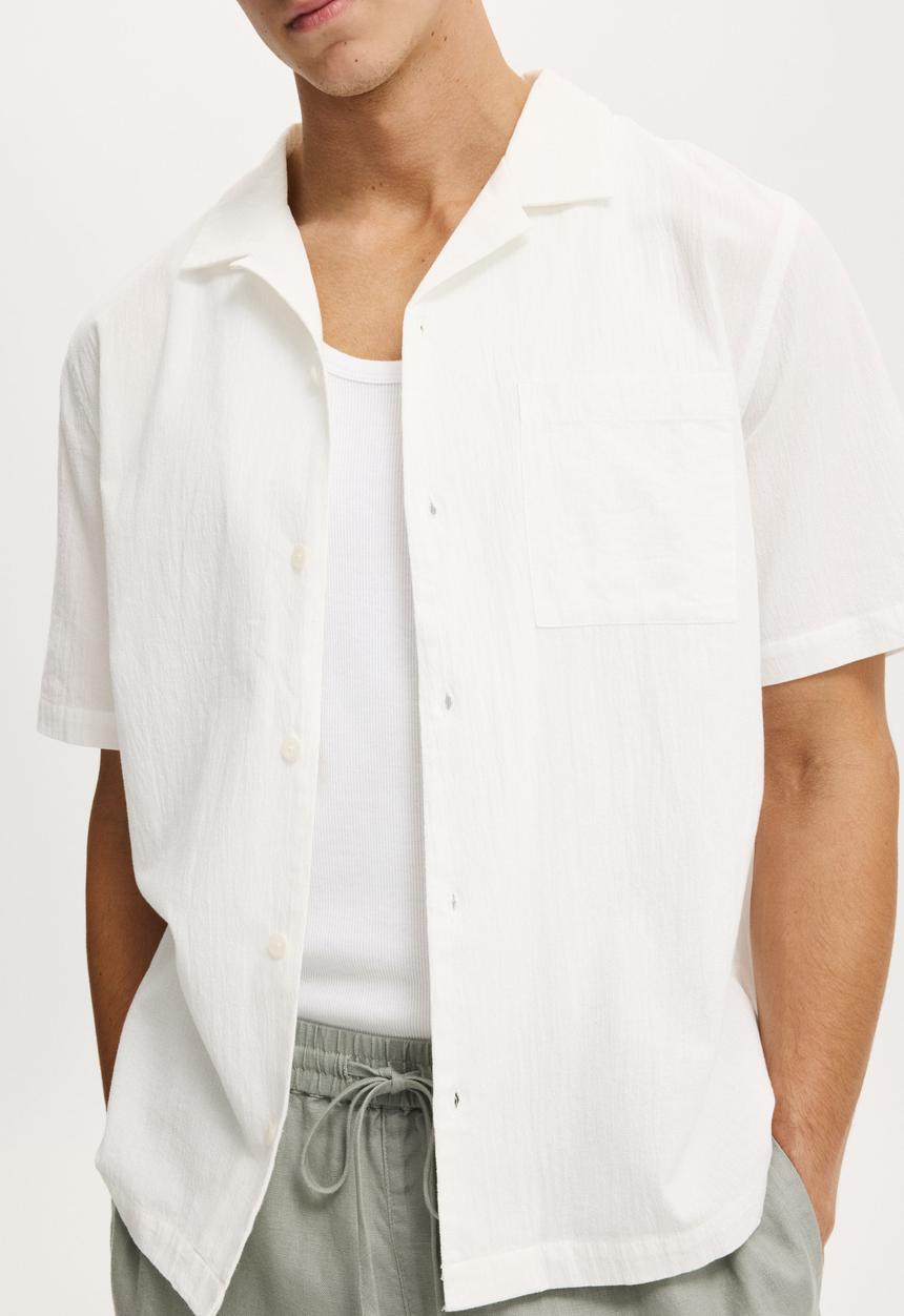 Cotton On - Riviera Short Sleeve Shirt - Summer White