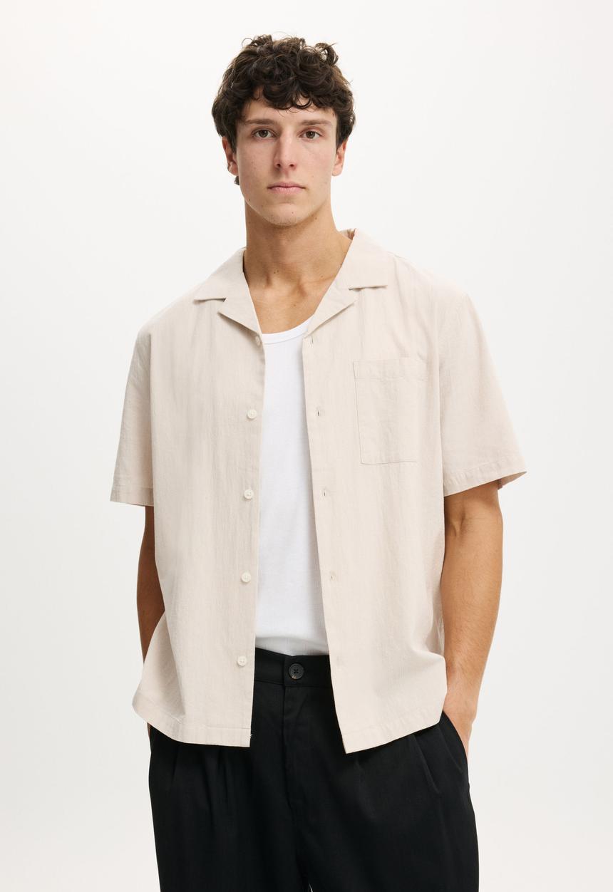 Cotton On - Riviera Short Sleeve Shirt - Taupe