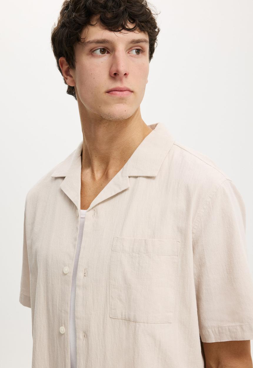Cotton On - Riviera Short Sleeve Shirt - Taupe