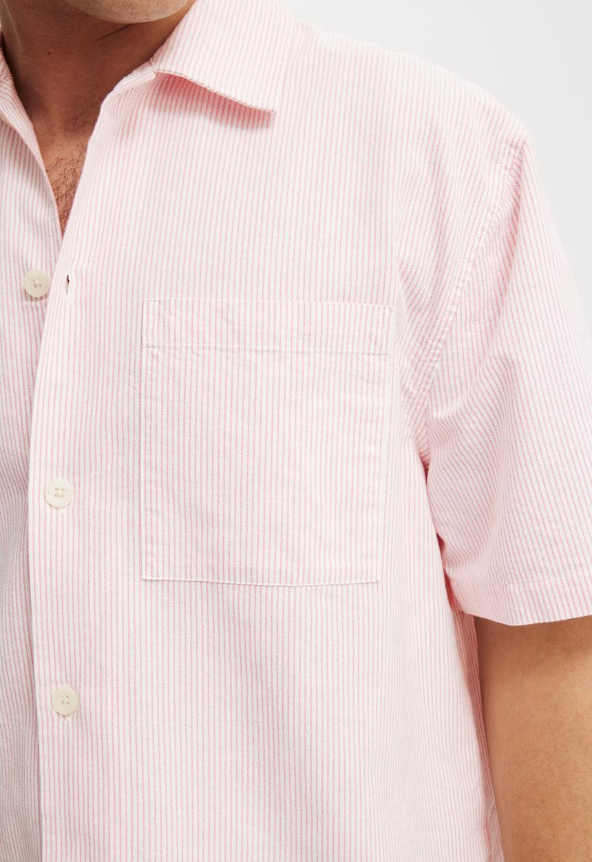 Cotton On - Ventura Short Sleeve Shirt - Pink Mini Stripe