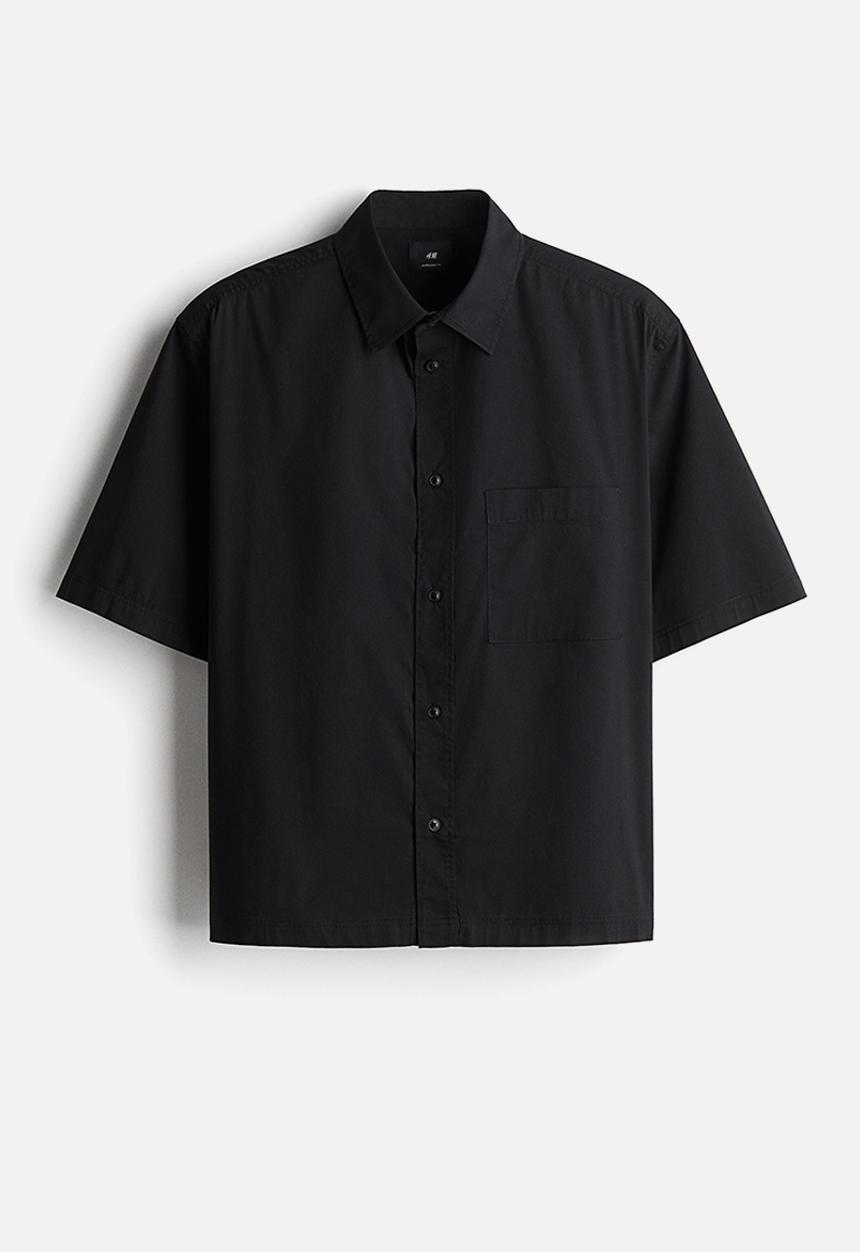 H&M - Oversized fit short-sleeved shirt - black