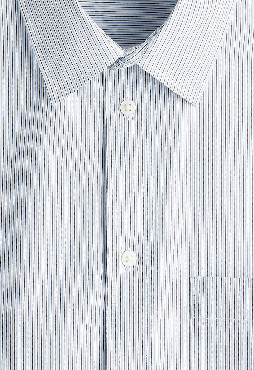 H&M - Oversized fit short-sleeved shirt - blue striped 