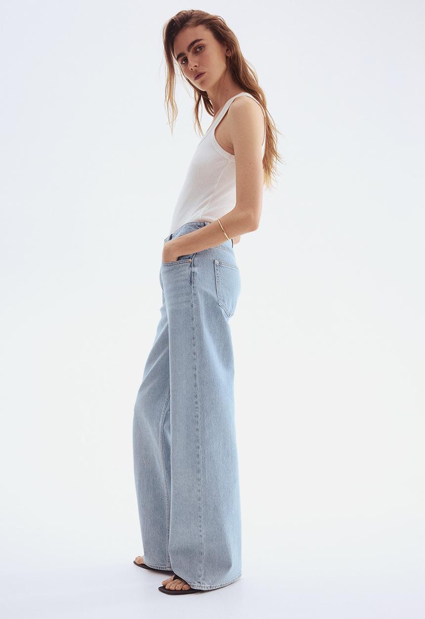 H&M - Wide high jeans - light denim blue
