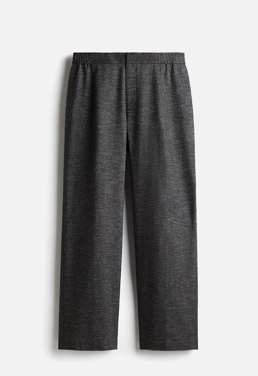 H&M - Relaxed fit linen-blend trousers - dark grey 
