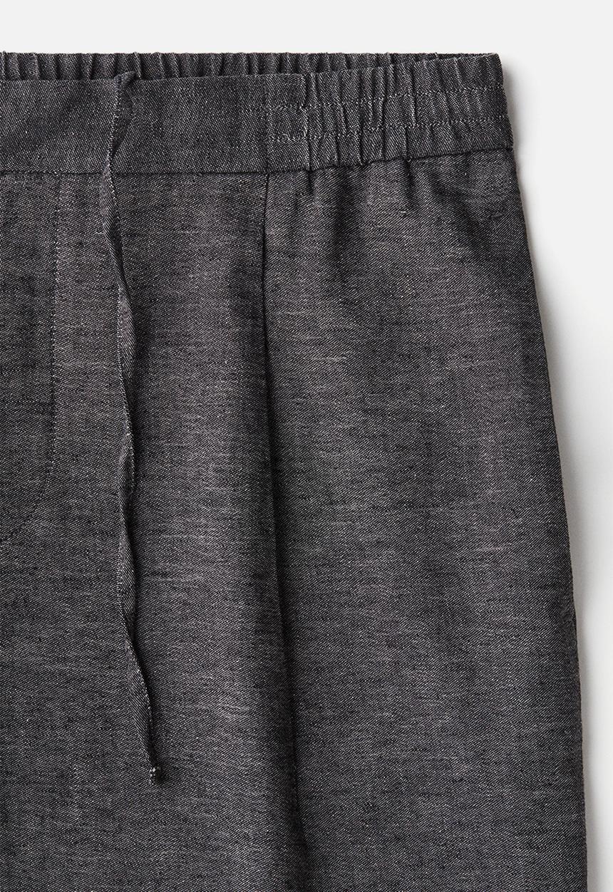 H&M - Relaxed fit linen-blend trousers - dark grey 