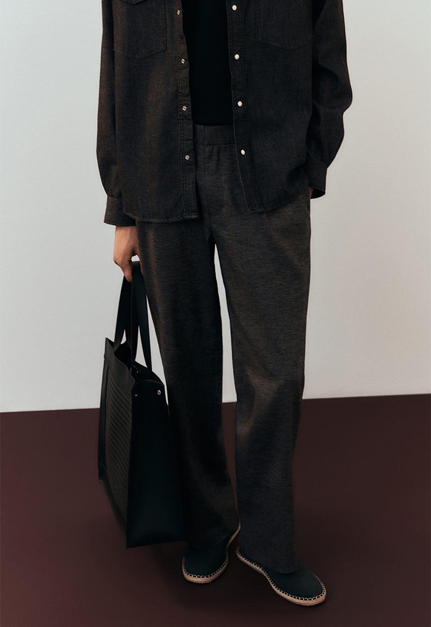 H&M - Relaxed fit linen-blend trousers - dark grey 