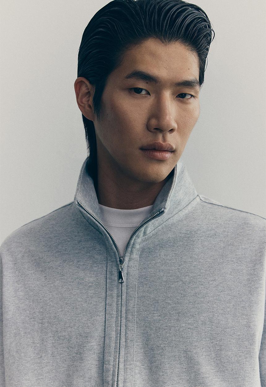 H&M - Cotton zip-top sweatshirt - grey marl