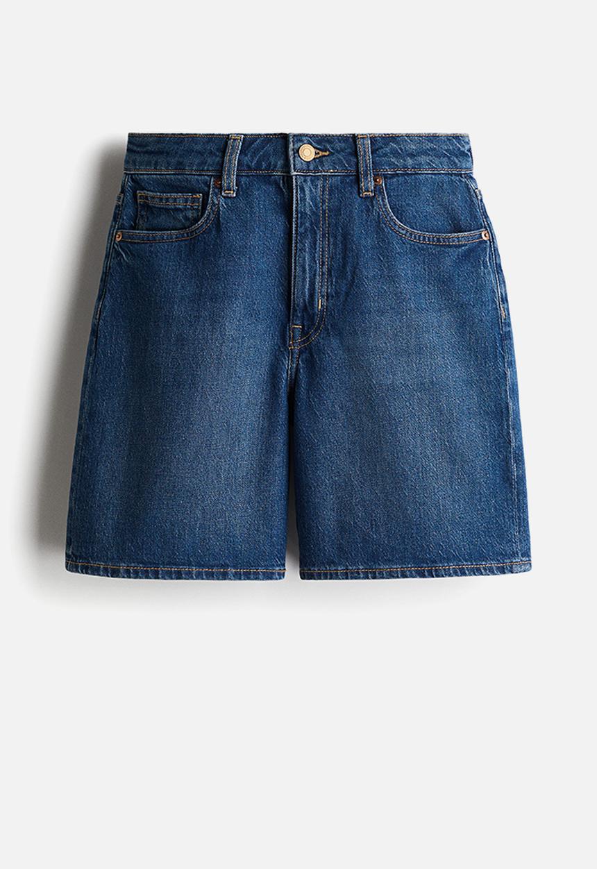 H&M - High-waisted denim shorts - denim blue