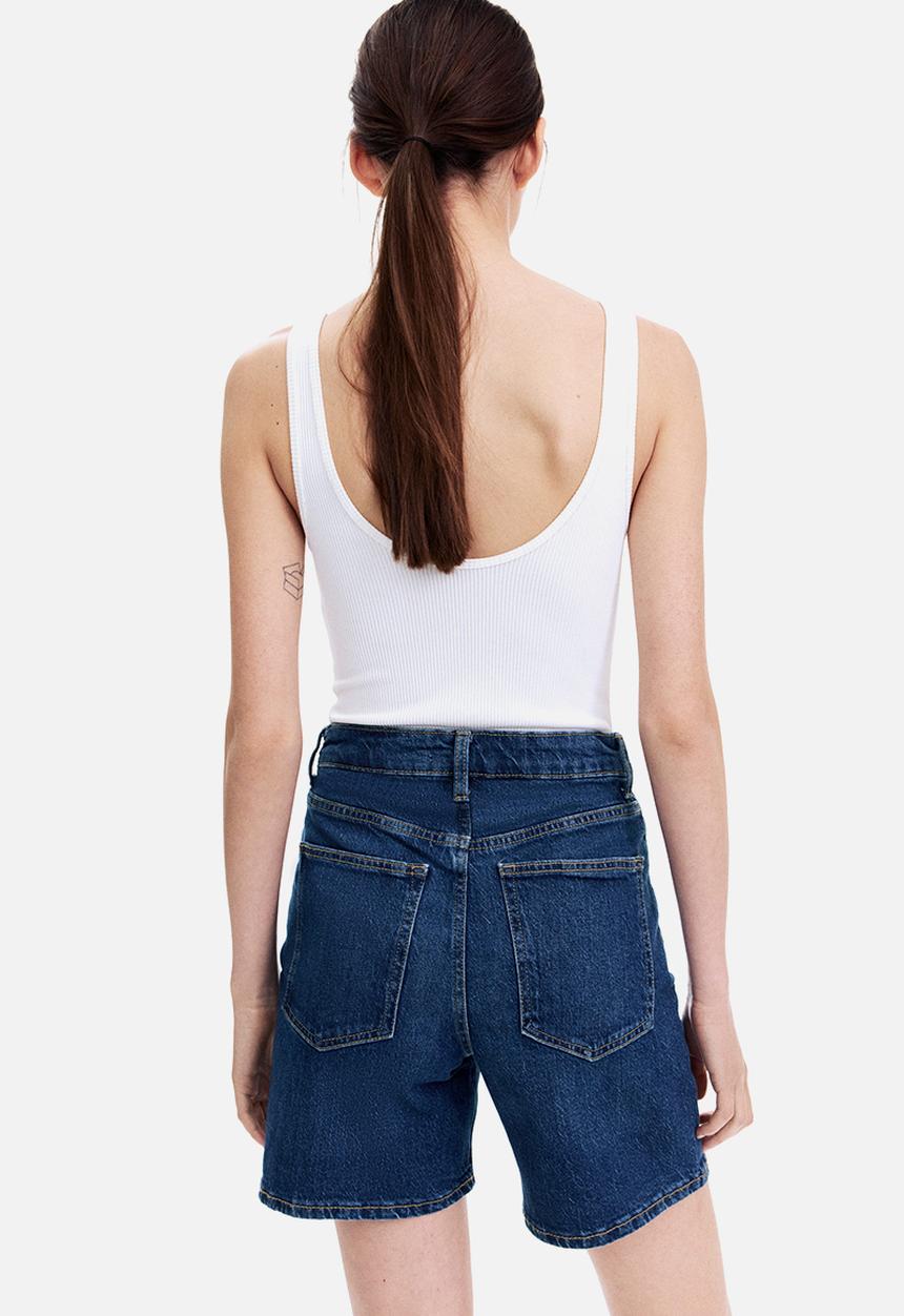 H&M - High-waisted denim shorts - denim blue