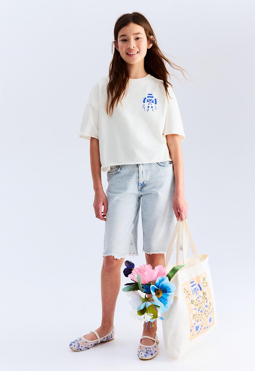 H&M - Oversized printed top - white flower