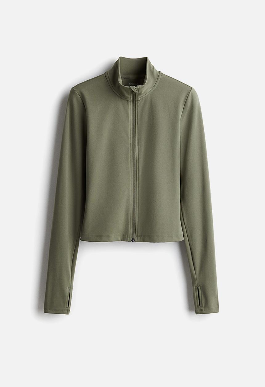 H&M - Zip-through sports jacket with softmove™ - khaki green 