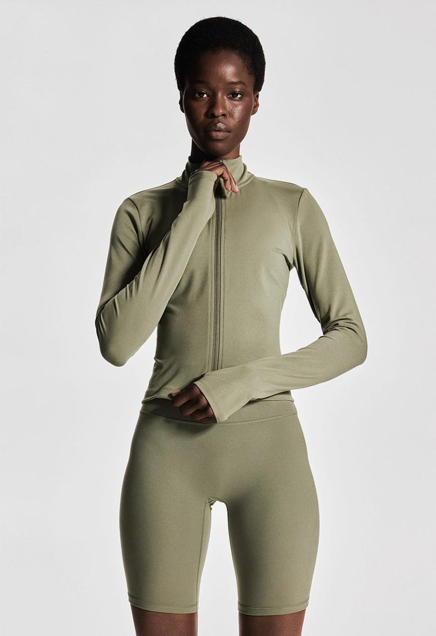 H&M - Zip-through sports jacket with softmove™ - khaki green 