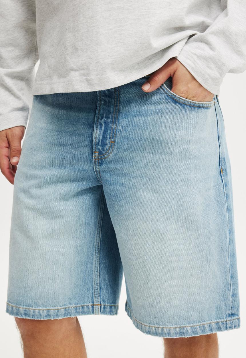 Cotton On - Baggy Denim Short - Cassette Blue