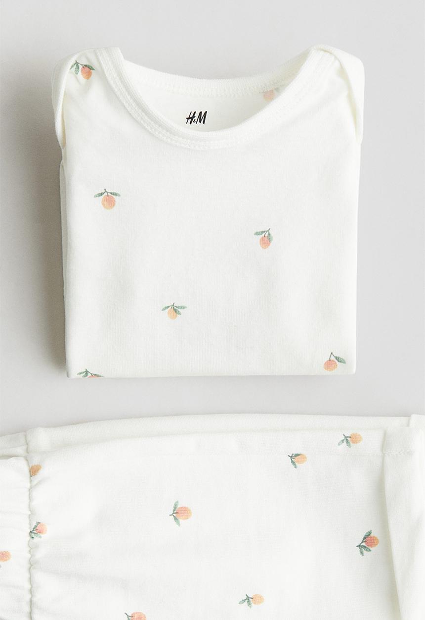 H&M - 2-Piece cotton set - white mangoes