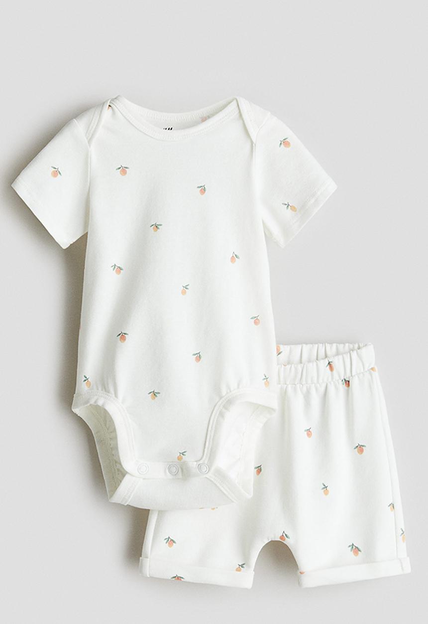 H&M - 2-Piece cotton set - white mangoes