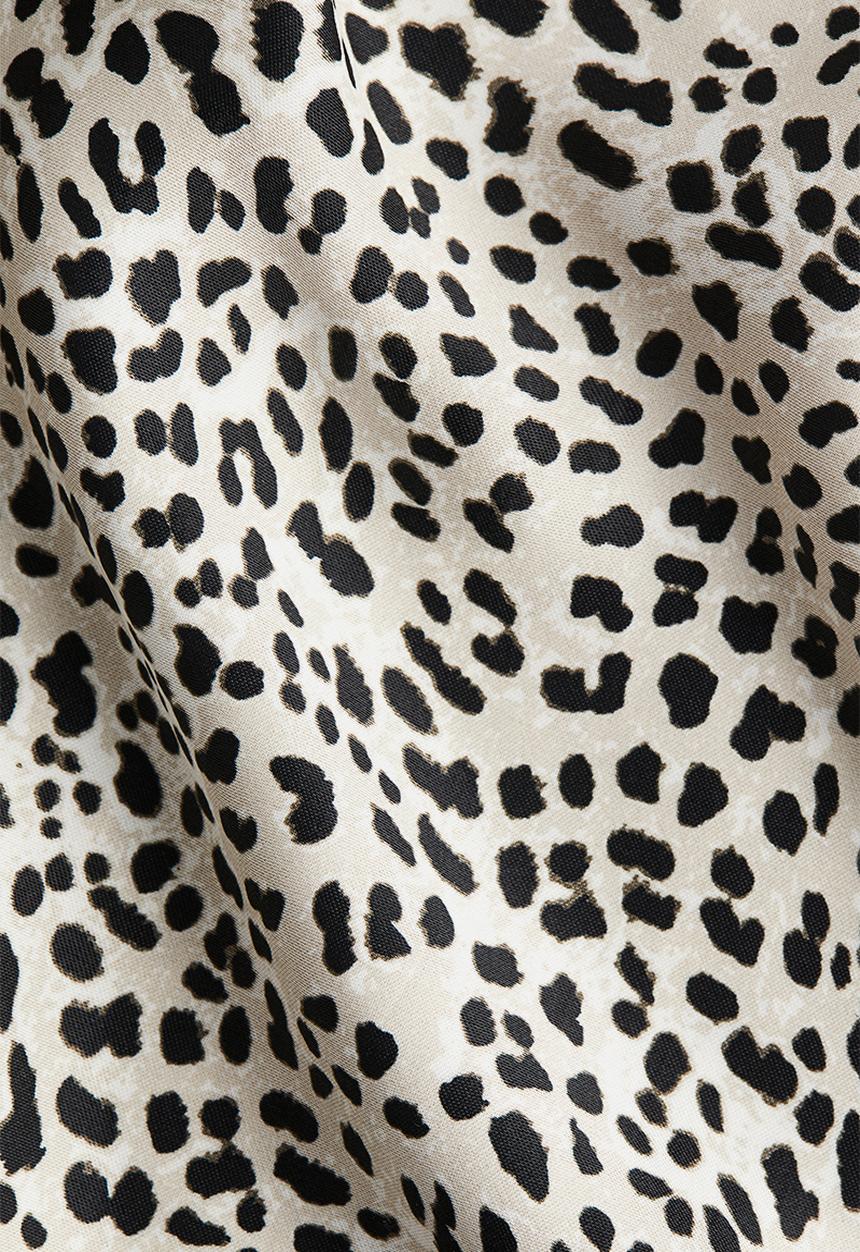 H&M - Midi skirt - light beige/leopard print