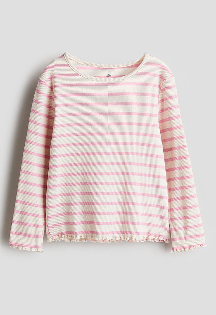 H&M - Long-sleeved jersey top - cream striped 