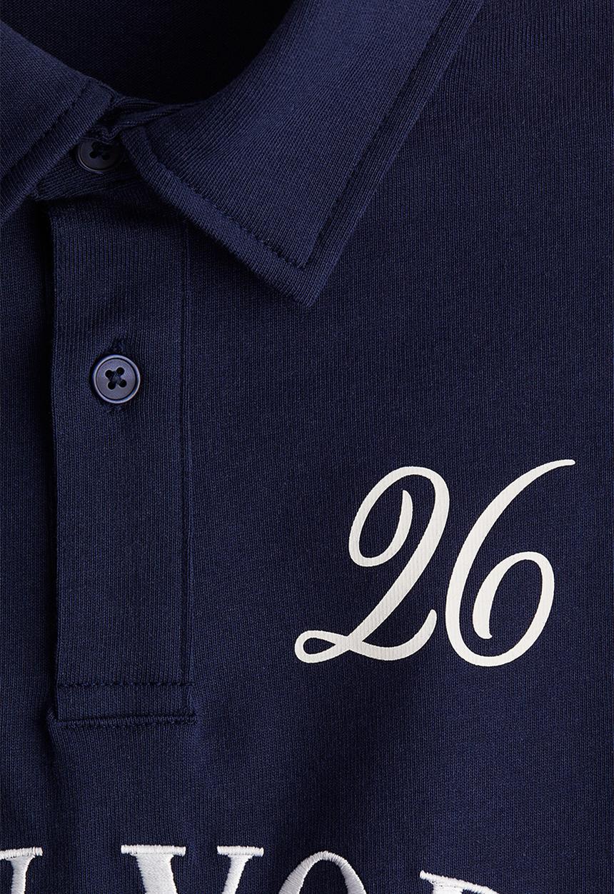 H&M - Text-motif polo shirt - navy blue new york 