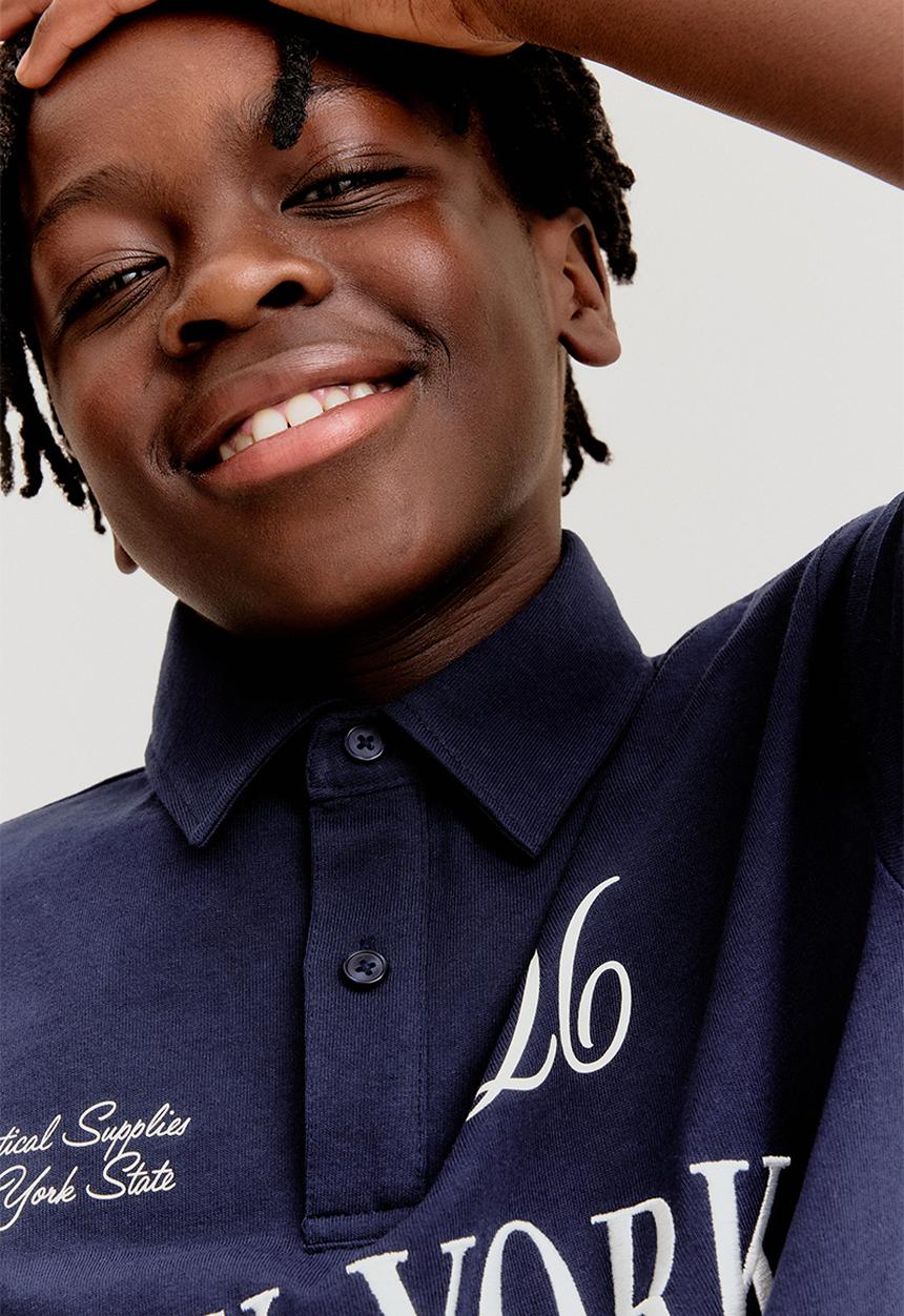 H&M - Text-motif polo shirt - navy blue new york 