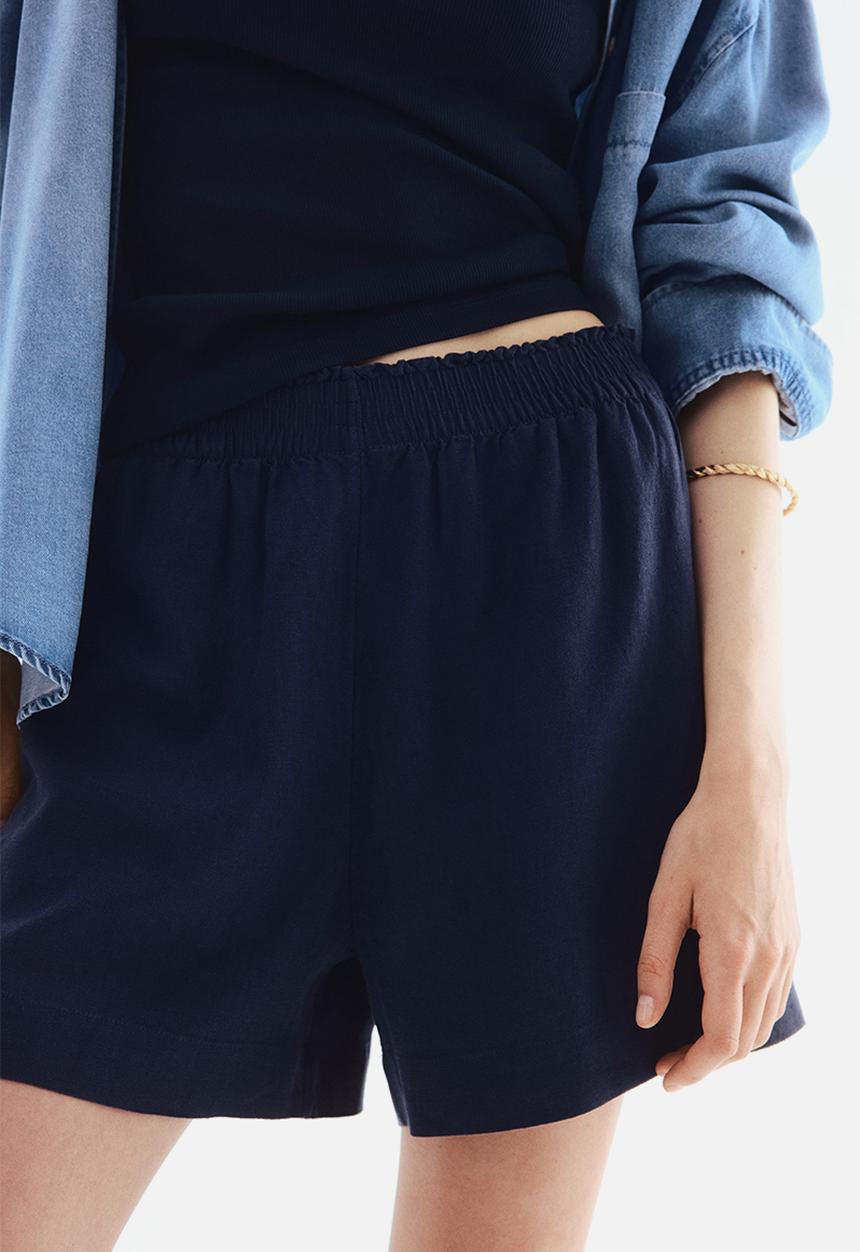 H&M - Linen-blend shorts - navy blue