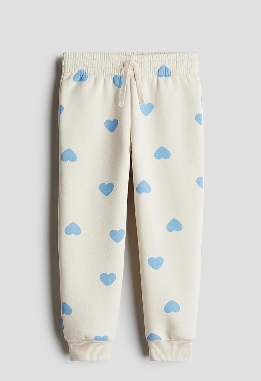 H&M - Brushed-inside joggers - cream hearts
