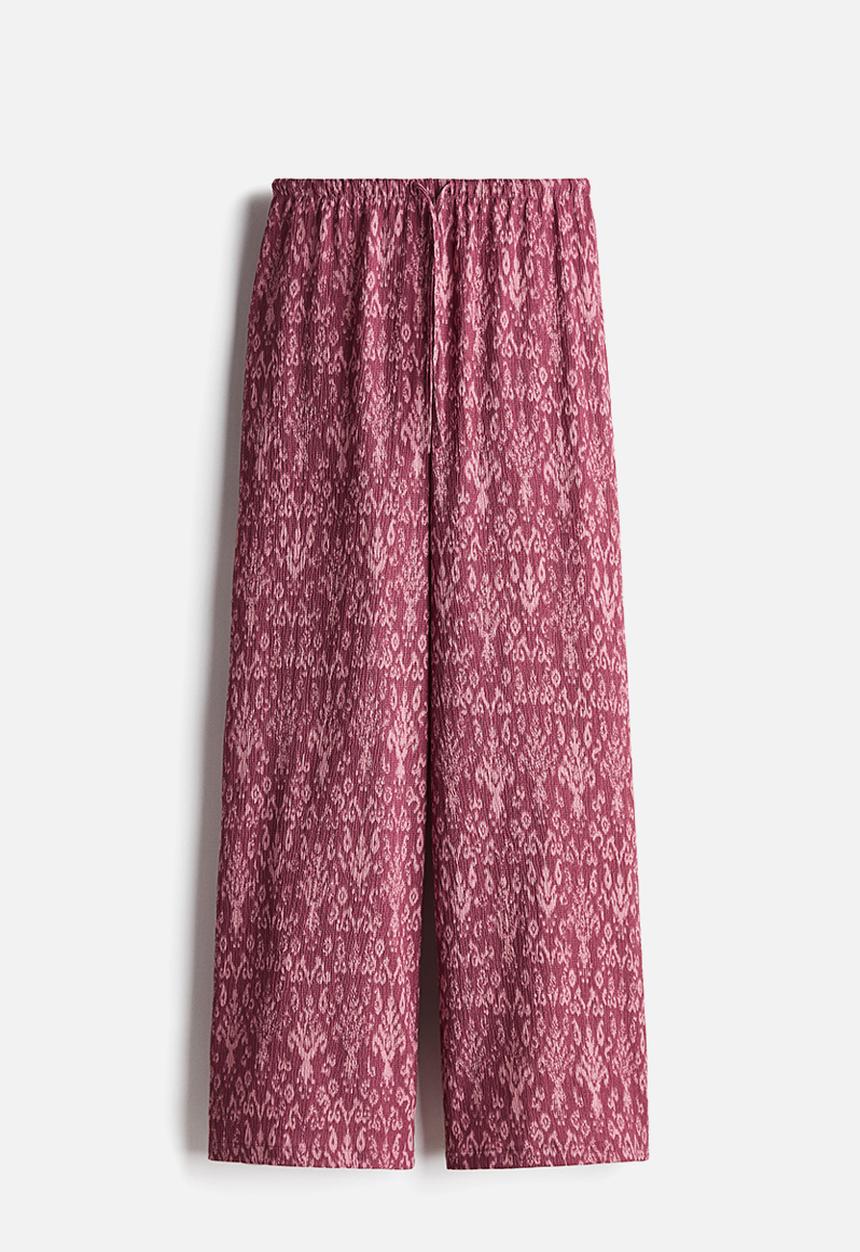 H&M - Drawstring trousers - dark pink/patterned
