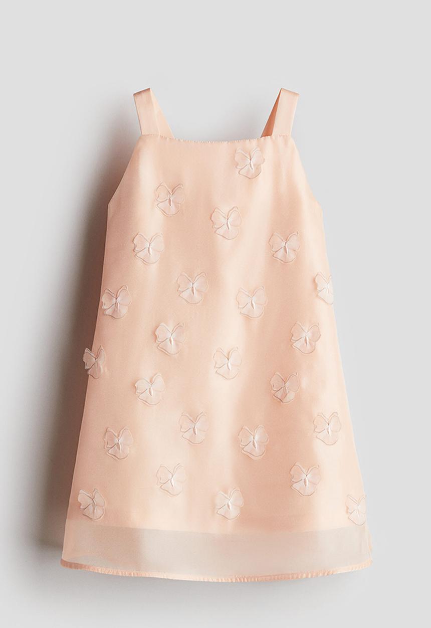H&M - Appliquéd organza dress - peach