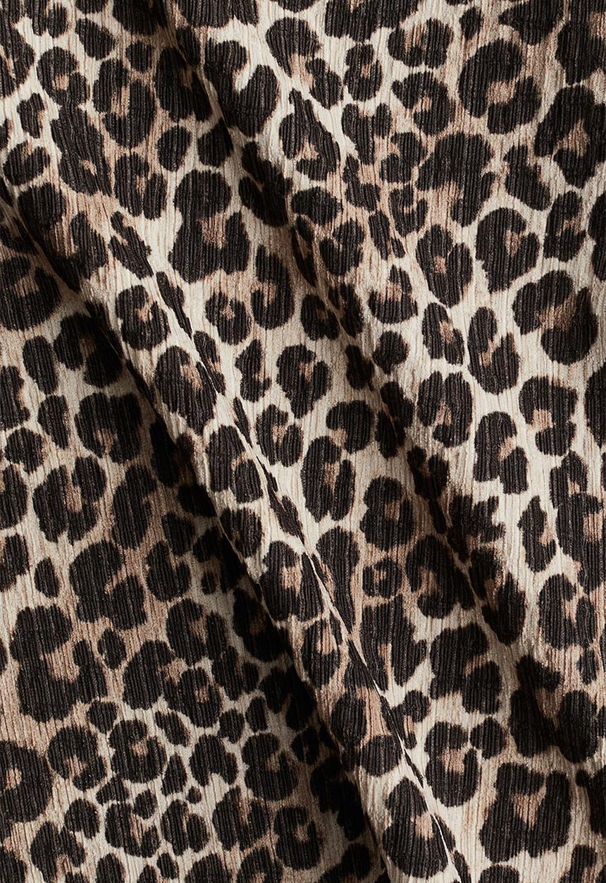 H&M - Puff-sleeve top - beige leopard print