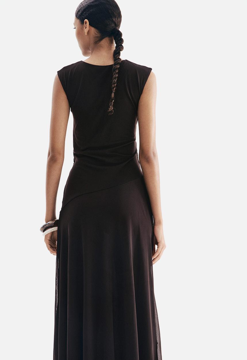 H&M - Draped mesh dress - dark brown