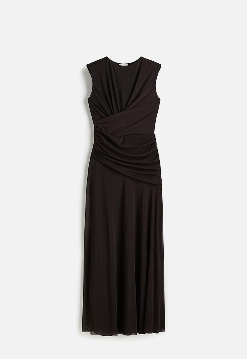 H&M - Draped mesh dress - dark brown